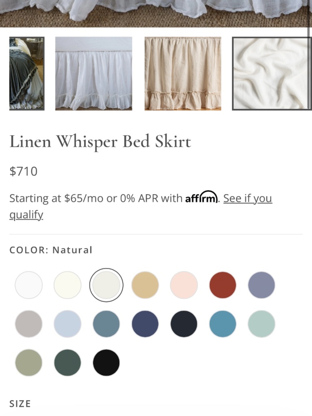 Bella Note Linen Whisper Full/ Queen Bed Skirt - Natural NEW
